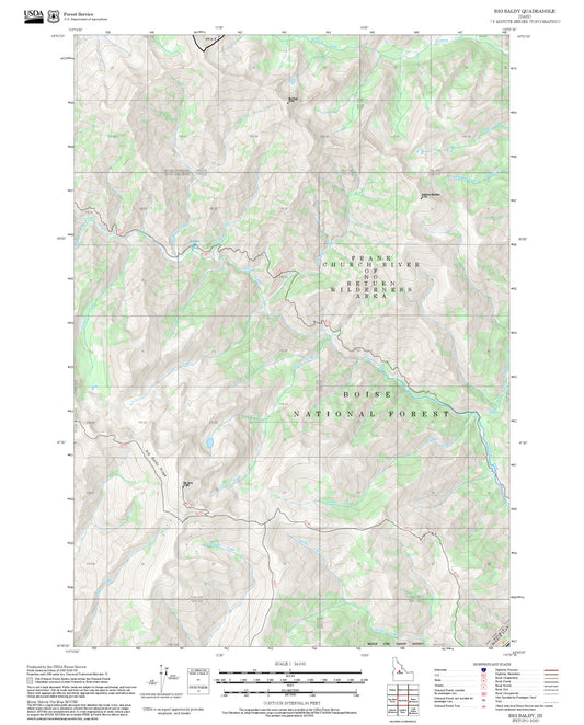 2025 Forest Service Topo Map of Big Baldy Idaho