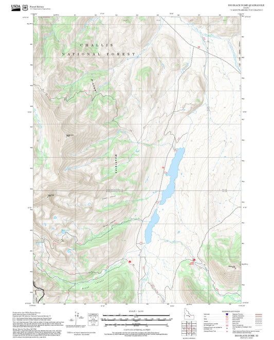 2025 Forest Service Topo Map of Big Black Dome Idaho