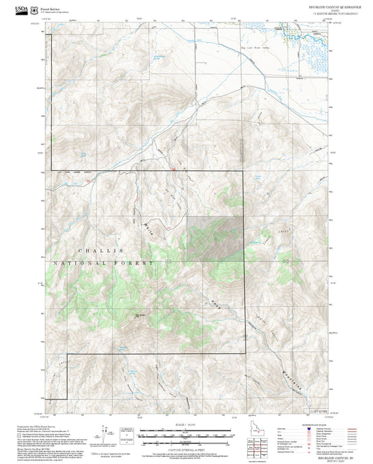 2025 Forest Service Topo Map of Big Blind Canyon Idaho