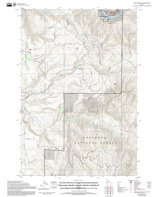 2025 Forest Service Topo Map of Big Cedar Idaho