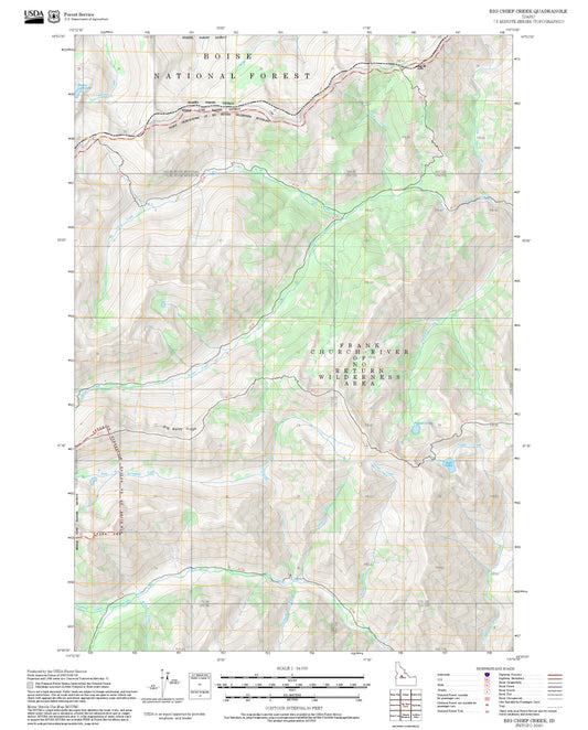 2025 Forest Service Topo Map of Big Chief Creek Idaho