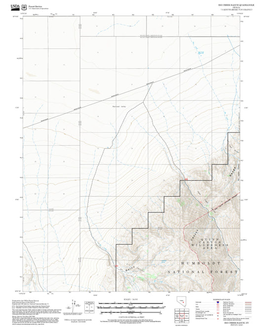 2025 Forest Service Topo Map of Big Creek Ranch Nevada