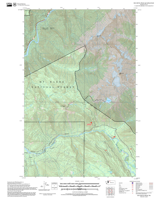 2025 Forest Service Topo Map of Big Devil Peak Washington
