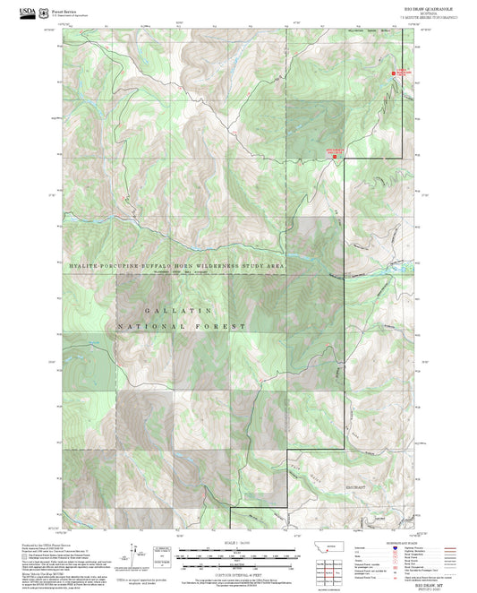 2025 Forest Service Topo Map of Big Draw Montana