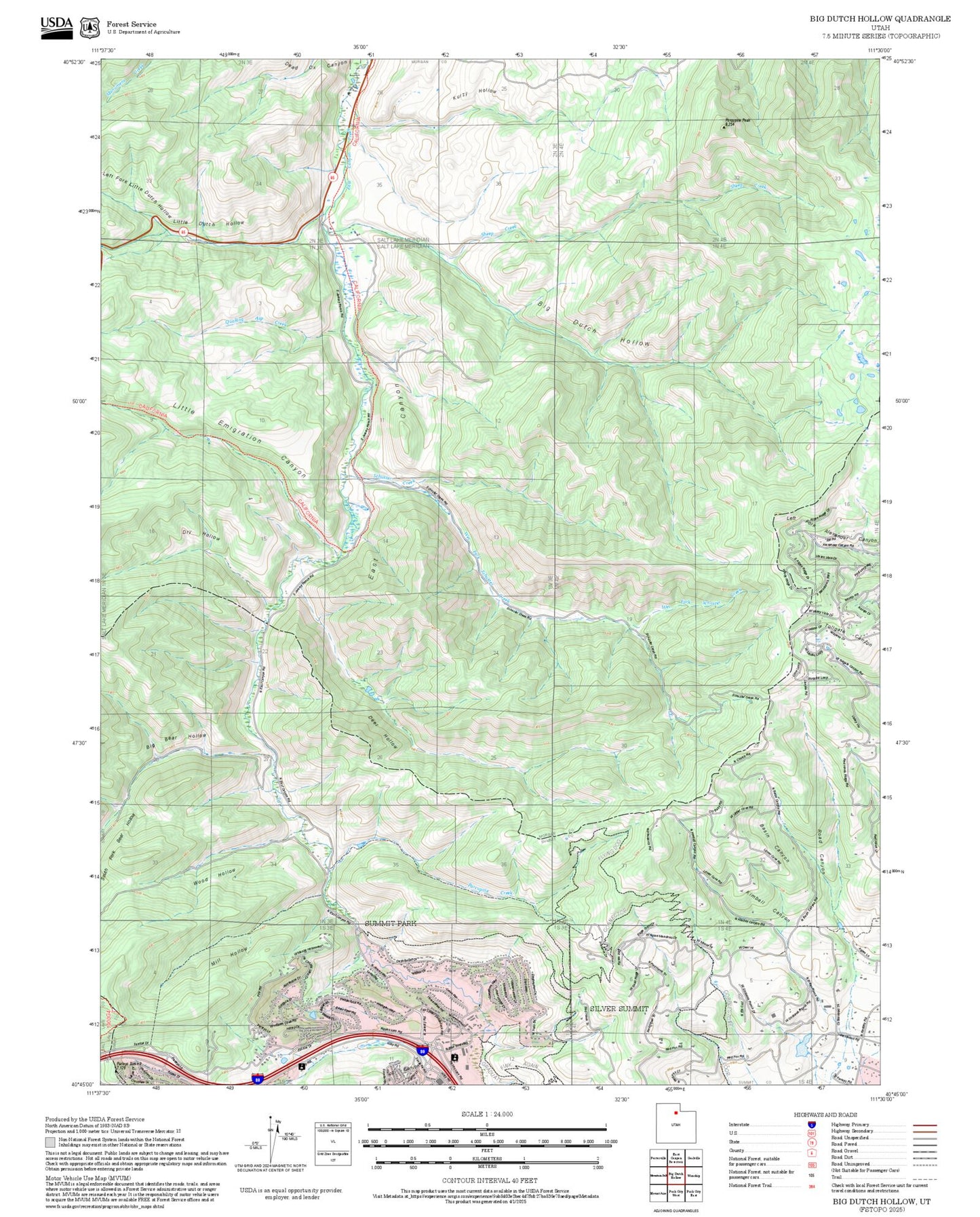 2025 Forest Service Topo Map of Big Dutch Hollow Utah
