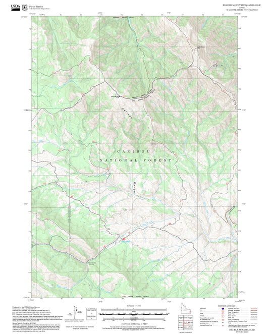 2025 Forest Service Topo Map of Big Elk Mountain Idaho