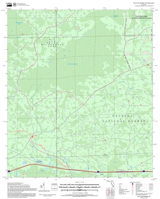 2025 Forest Service Topo Map of Big Gum Swamp Florida