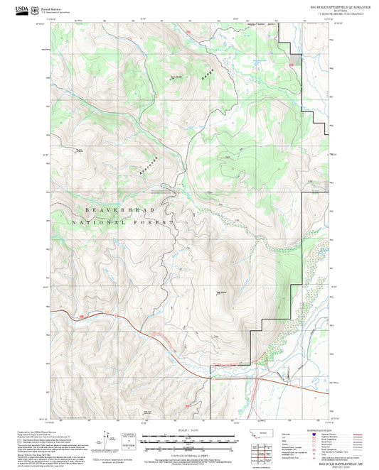 2025 Forest Service Topo Map of Big Hole Battlefield Montana