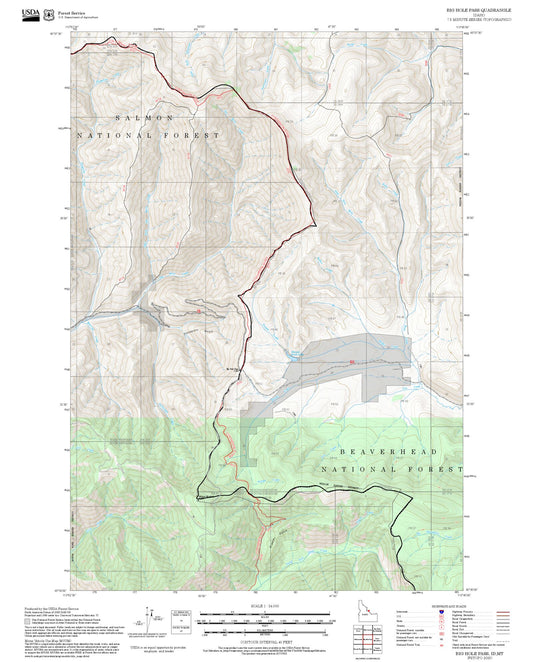 2025 Forest Service Topo Map of Big Hole Pass Idaho