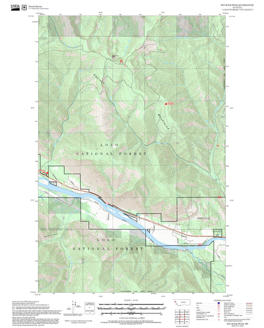 2025 Forest Service Topo Map of Big Hole Peak Montana