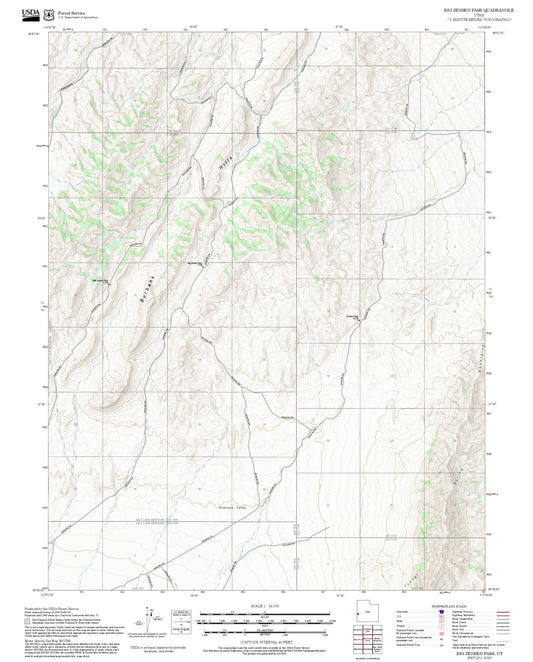 2025 Forest Service Topo Map of Big Jensen Pass Utah