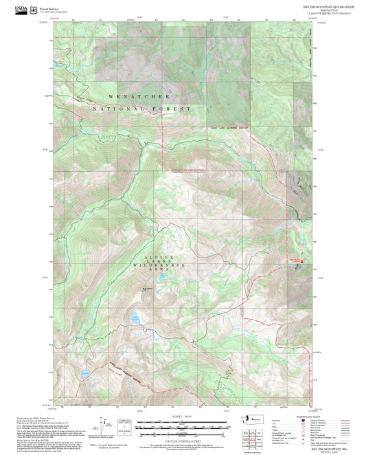 2025 Forest Service Topo Map of Big Jim Mountain Washington