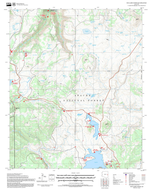 2025 Forest Service Topo Map of Big Lake North Arizona