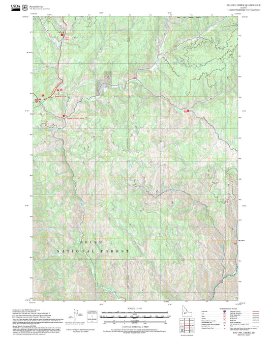 2025 Forest Service Topo Map of Big Owl Creek Idaho
