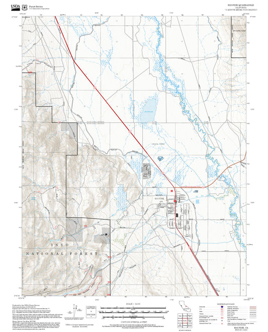 2025 Forest Service Topo Map of Big Pine California