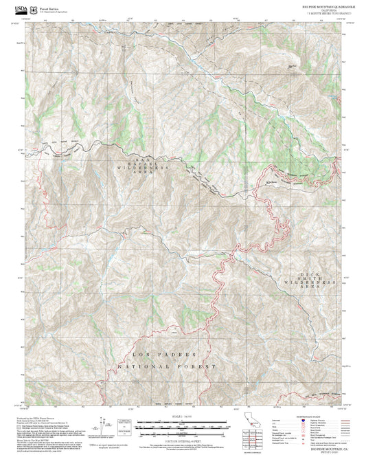 2025 Forest Service Topo Map of Big Pine Mountain California