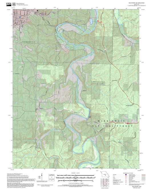 2025 Forest Service Topo Map of Big Piney Missouri