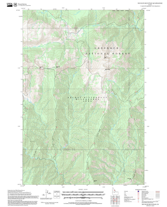 2025 Forest Service Topo Map of Big Rock Mountain Idaho