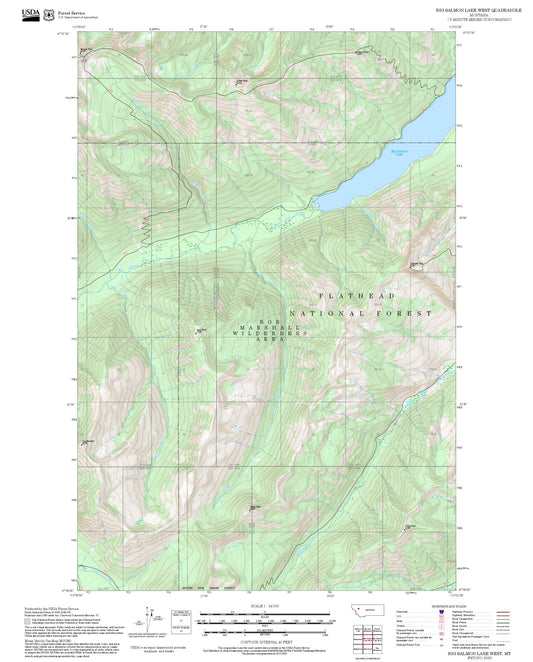 2025 Forest Service Topo Map of Big Salmon Lake West Montana