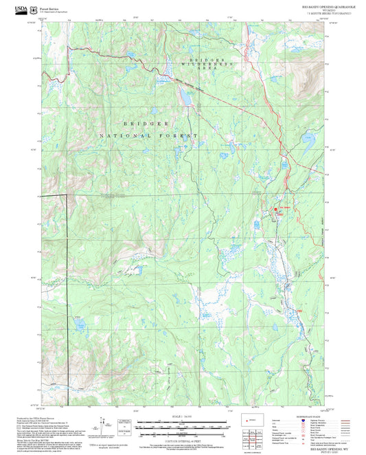 2025 Forest Service Topo Map of Big Sandy Opening Wyoming
