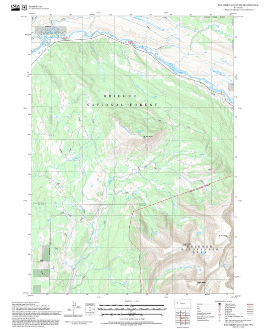 2025 Forest Service Topo Map of Big Sheep Mountain Wyoming