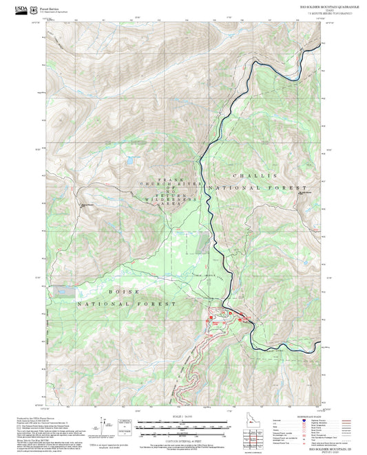 2025 Forest Service Topo Map of Big Soldier Mountain Idaho