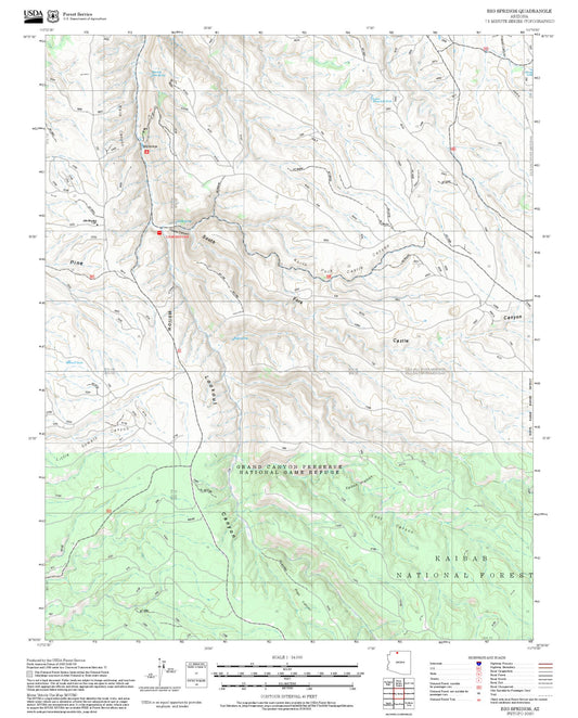 2025 Forest Service Topo Map of Big Springs Arizona