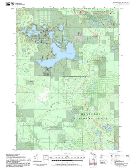 2025 Forest Service Topo Map of Big Star Lake Michigan
