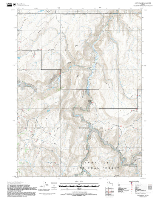 2025 Forest Service Topo Map of Big Table Idaho