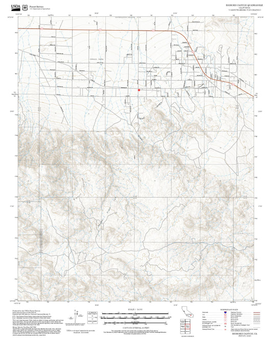 2025 Forest Service Topo Map of Bighorn Canyon California
