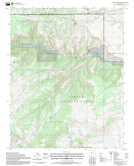 2025 Forest Service Topo Map of Bighorn Peak New Mexico