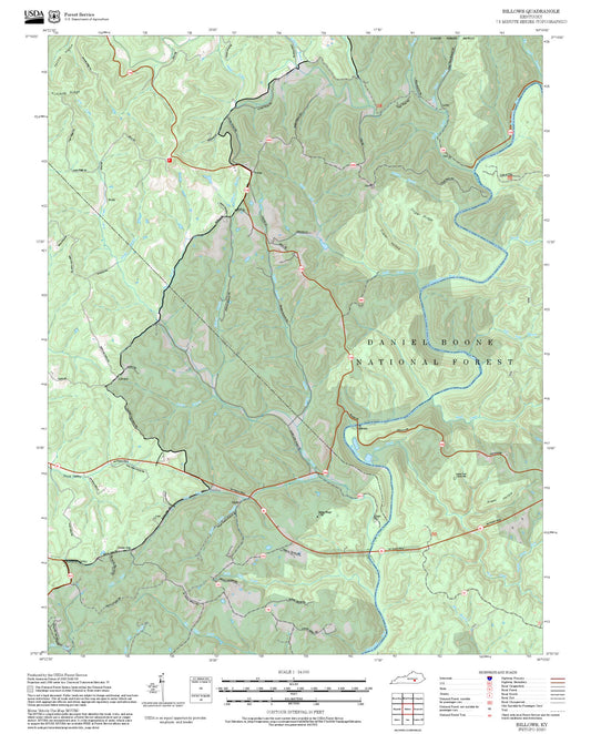 2025 Forest Service Topo Map of Billows Kentucky