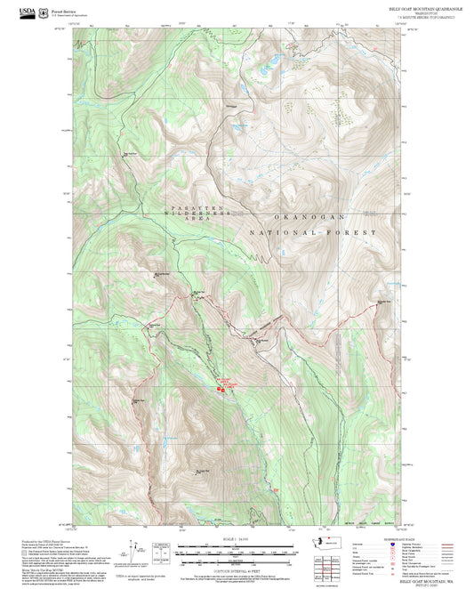 2025 Forest Service Topo Map of Billy Goat Mountain Washington