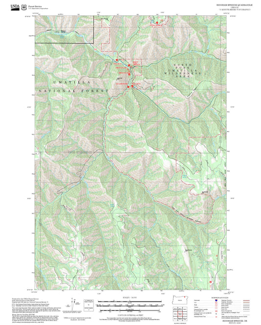 2025 Forest Service Topo Map of Bingham Springs Oregon