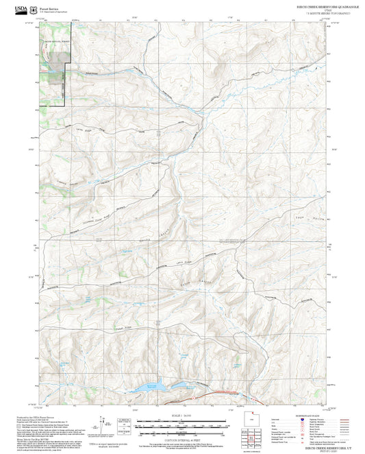2025 Forest Service Topo Map of Birch Creek Reservoirs Utah