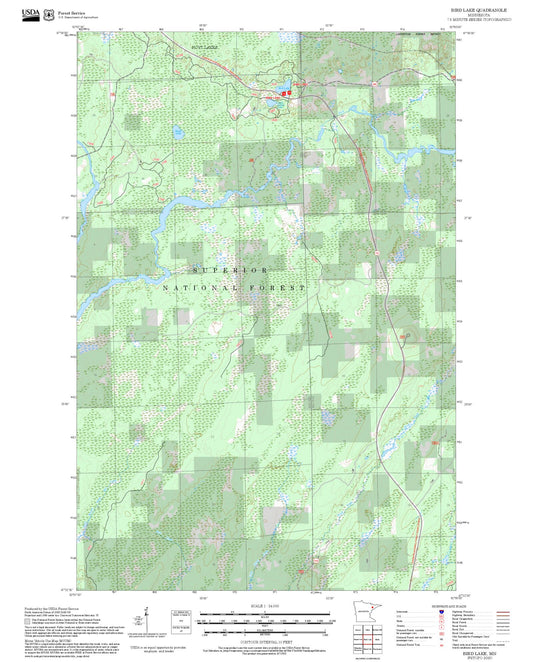 2025 Forest Service Topo Map of Bird Lake Minnesota
