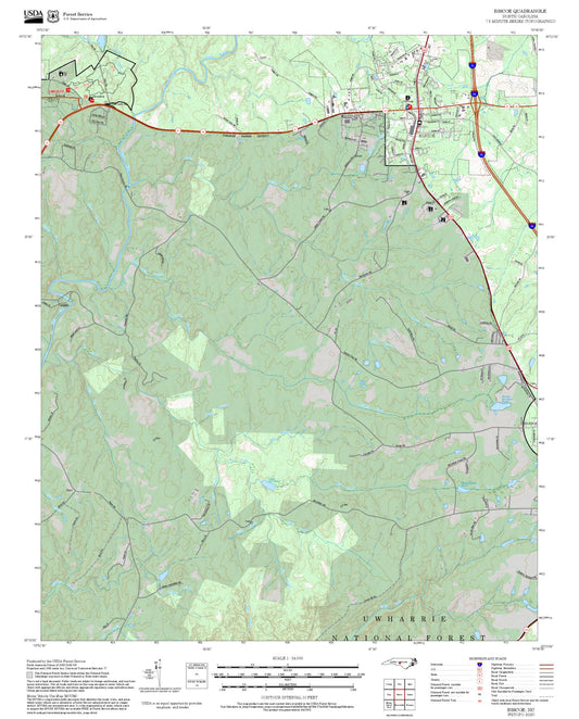 2025 Forest Service Topo Map of Biscoe North Carolina