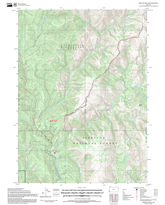 2025 Forest Service Topo Map of Biscuit Hill Oregon
