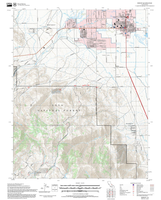 2025 Forest Service Topo Map of Bishop California