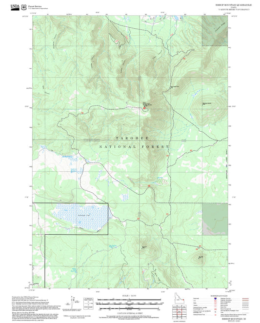 2025 Forest Service Topo Map of Bishop Mountain Idaho