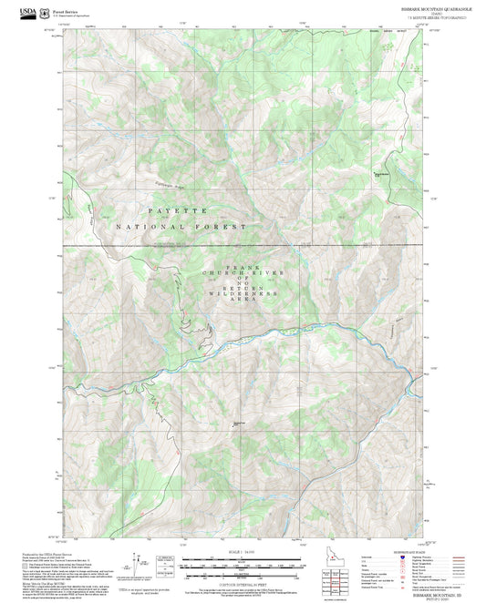 2025 Forest Service Topo Map of Bismark Mountain Idaho
