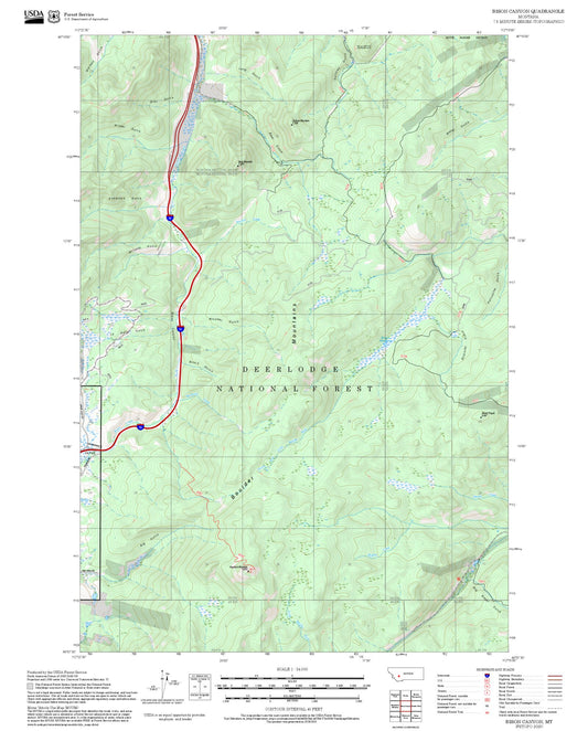 2025 Forest Service Topo Map of Bison Canyon Montana
