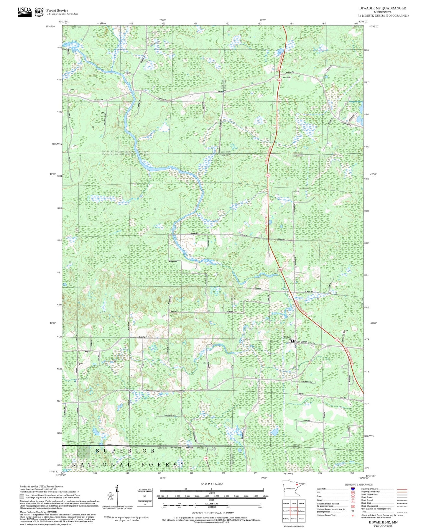 2025 Forest Service Topo Map of Biwabik NE Minnesota
