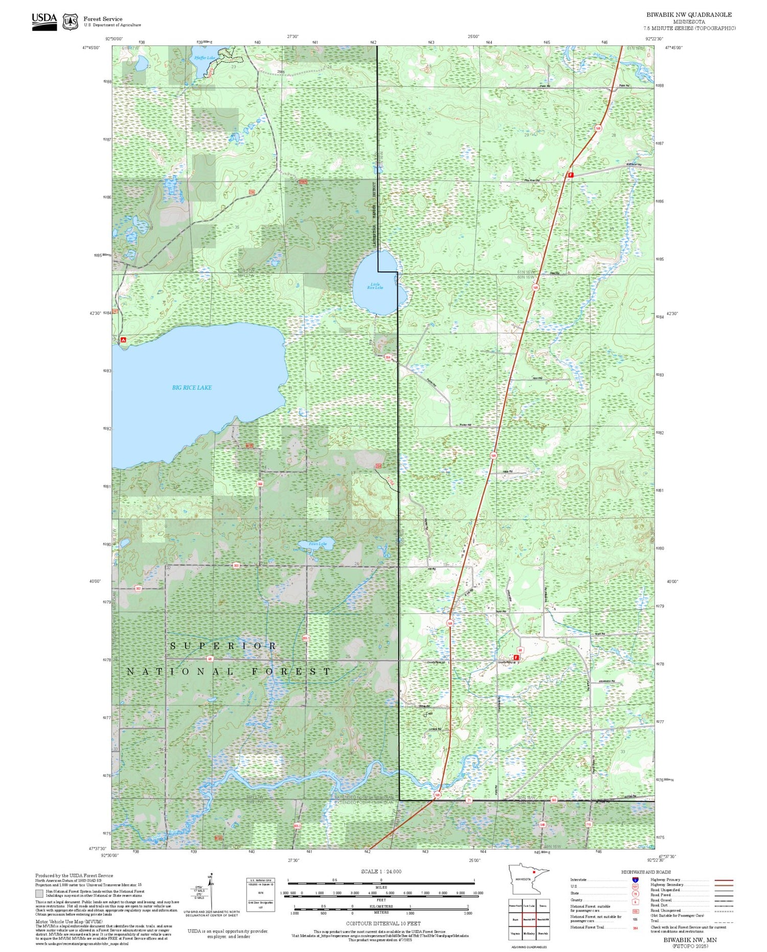 2025 Forest Service Topo Map of Biwabik NW Minnesota