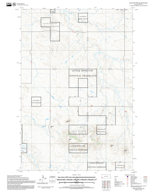2025 Forest Service Topo Map of Black Butte North Dakota