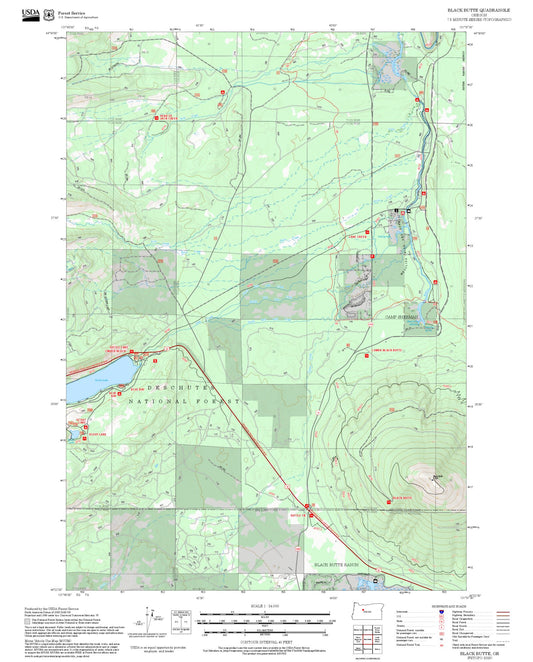 2025 Forest Service Topo Map of Black Butte Oregon
