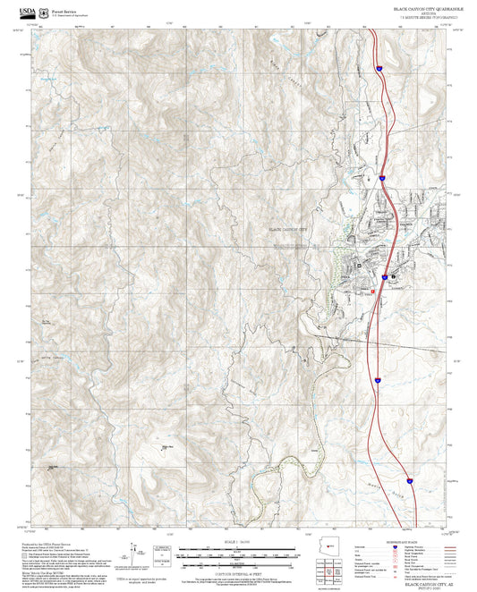 2025 Forest Service Topo Map of Black Canyon City Arizona