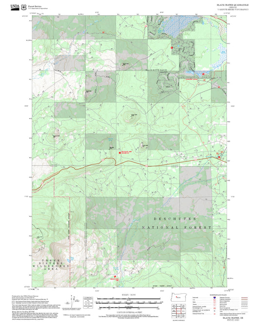 2025 Forest Service Topo Map of Black Crater Oregon