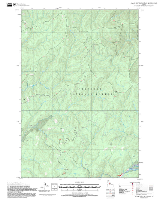 2025 Forest Service Topo Map of Black Hawk Mountain Idaho