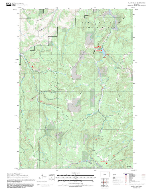 2025 Forest Service Topo Map of Black Hills Wyoming